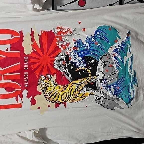 Reason Tee Shirt Tokyo Tiger Waves Size Large‎ - Picture 3 of 6